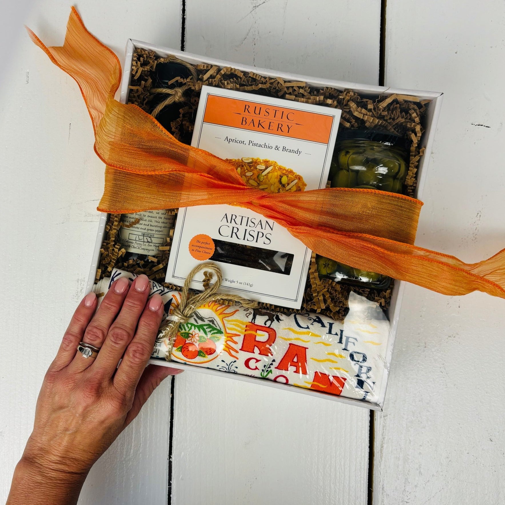 Orange Tasty Rustic Bakery and Tea Towel Hospitality Gift Box - Nifty Package Co